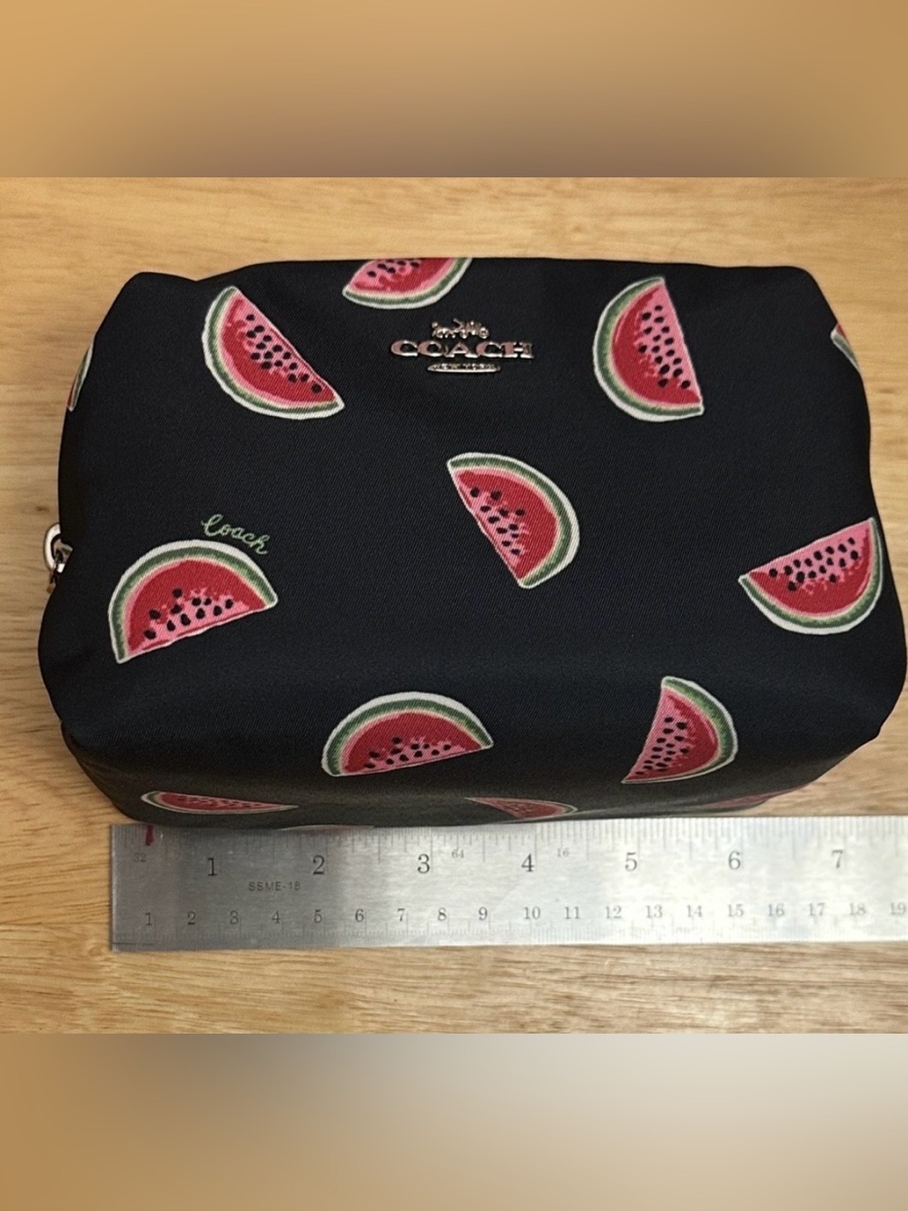 Coach RETRO Black Watermelon Print Toiletry Pouch